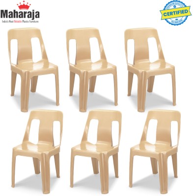 MAHARAJA Bahubali Stylish Heavy Duty | Stackable | Armless | for Garden and cafeteria Plastic Cafeteria Chair(Beige, Set of 6, Pre-assembled)