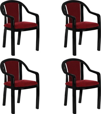 Supreme Ornate for Home & Garden Plastic Outdoor Chair(Black & Red, Set of 4, DIY(Do-It-Yourself))