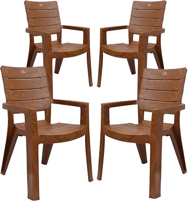 cello Jordan Armrest Plastic Outdoor Chair(Sandalwood, Set of 4, Pre-assembled)