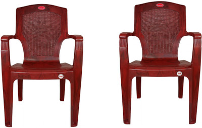 SRI GAYATHRI POLYMERS Comfortable Seating for Home & Living Room | Matt & Gloss Pattern Plastic Outdoor Chair(RED, Set of 2, Pre-assembled)