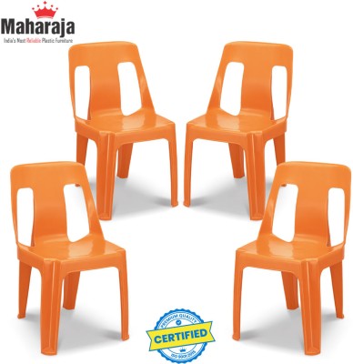 MAHARAJA Bahubali Stylish Heavy Duty | Stackable | Armless | for Garden and cafeteria Plastic Cafeteria Chair(Orange, Set of 4, Pre-assembled)