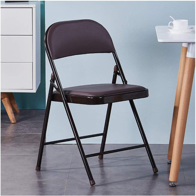 FURNIMAX Folding Leather Study Folding Chair(BROWN, Pre-assembled)