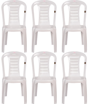 Petals Leo Stylish Heavy Duty | Stackable | Armless | for Garden and cafeteria Plastic Outdoor Chair(White, Set of 6, Pre-assembled)