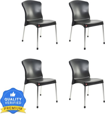 cello Plastic Cafeteria Chair(Black, Set of 4, Pre-assembled)