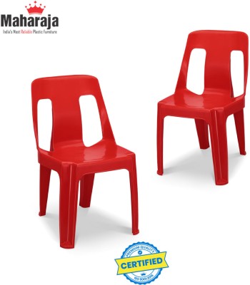 MAHARAJA Bahubali Stylish Heavy Duty | Stackable | Armless | for Garden and cafeteria Plastic Cafeteria Chair(Red, Set of 2, Pre-assembled)