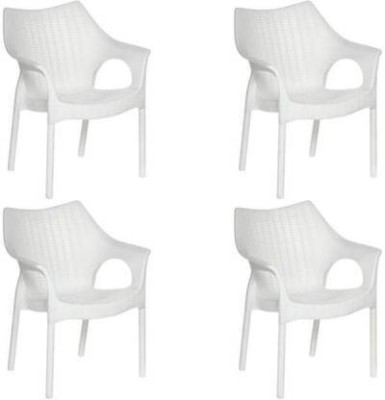 Supreme cambridge white chair sat of 4 Plastic Outdoor Chair(white, Set of 4, Pre-assembled)