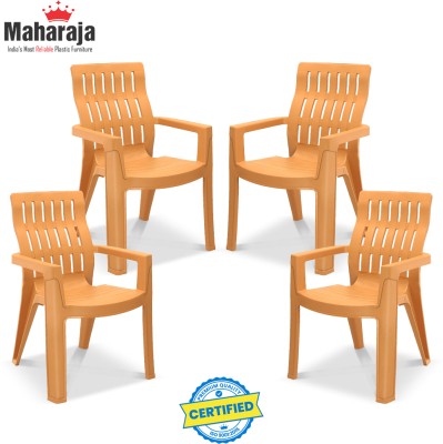 MAHARAJA FORTUNER Matte Glossy Chair for Home & Restaurant Plastic Outdoor Chair(Amber Gold, Set of 4, Pre-assembled)