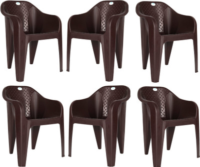 HOMIBOSS Plastic chair for home, outdoor & Living room, plastic chairs set of 6 Pieces Plastic Outdoor Chair(Brown, Set of 6, Pre-assembled)