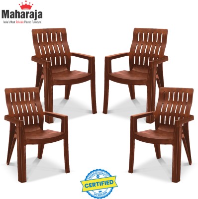 MAHARAJA FORTUNER Matte Glossy Chair for Home & Restaurant Plastic Outdoor Chair(Teak Wood, Set of 4, Pre-assembled)