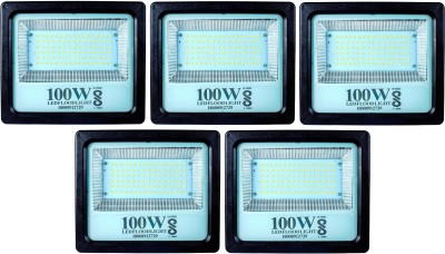 PE 100W BIS Approved PC Body LED Flood Halogen Light With 2 Year Warranty - Pack of 5 Flood Light Outdoor Lamp(White)