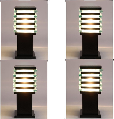 spark world Gate Light Ice Cube 4 Pcs Gate Light Outdoor Lamp(Black)