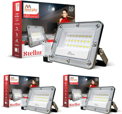 MURPHY Stellar 20W LED Flood Light with Day-Night Sensor & Driver, Cool White Pack of 3 Flood Light Outdoor Lamp(White)