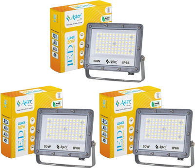ASTER LITE Lumix 50W LED Flood Light IP66 Waterproof 6500K Cool White (Pack of 3) Flood Light Outdoor Lamp(Grey)