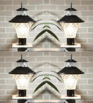 Areezo MODERN BLACK GATE LIGHT FOR PILLERS, HOME DECOR WATERPROOF WITHOUT BULB (PACK OF 4) Gate Light Outdoor Lamp(Black)