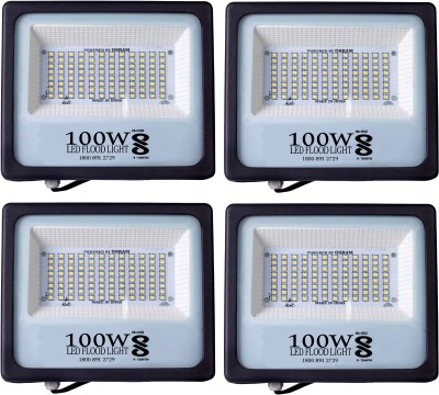 PE 100W BIS Approved Halogen Pack of 4 Flood Light Outdoor Lamp(White)