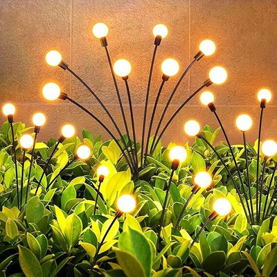 Advance-tech Solar Lights 8 LED Starburst Swaying Solar Garden Light Warm Garden Light Solar Light Set(Free Standing Pack of 8)