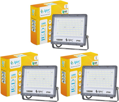 ASTER LITE Lumix 100W LED Flood Light IP66 Waterproof 6500K Cool White (Pack of 3) Flood Light Outdoor Lamp(Grey)