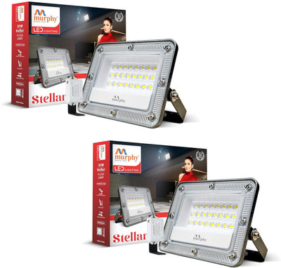 MURPHY Stellar 20W LED Flood Light with Day-Night Sensor & Driver, Cool White Pack of 2 Flood Light Outdoor Lamp(White)