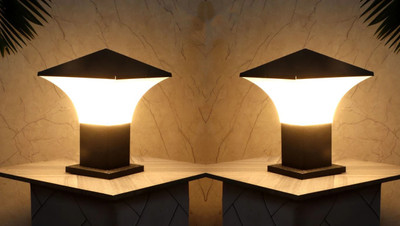 GAUVIK GAU-PHANTAM GATE LIGHT,PACK OF 2 Gate Light Outdoor Lamp(Black, White)