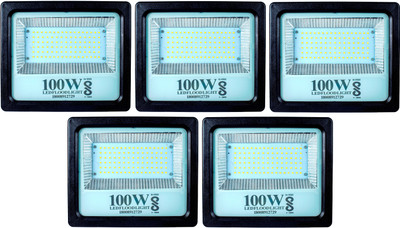 KESHVAS 100W BIS Approved PC Body LED Flood Halogen Outdoor Light With 2 Year Warranty - Pack of 5 Flood Light Outdoor Lamp(White)