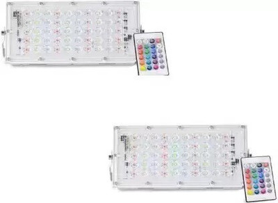 spark world RGB Brick/Flood light with remote-PACK OF 2 Flood Light Outdoor Lamp(Multicolor)
