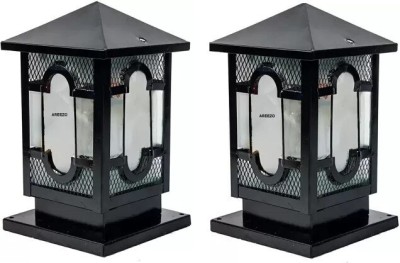 Delbay Taj Black Metal Gate Light Pack of 2 (Bulb Not Included) Gate Light Outdoor Lamp(Black)