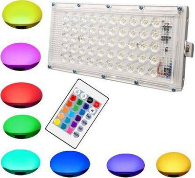 spark world 50W RGB LED Brick Light (Mini Party Light) Remote IP65 LED Flood Light-1 Flood Light Outdoor Lamp(Multicolor)