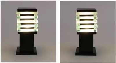 DENICRAAS ICE CUBE BLACK BULBNOT 2P Gate Light Outdoor Lamp(Black)