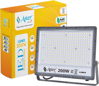 ASTER LITE Lumix 200W LED Flood Light IP66 Waterproof 6500K Cool White Flood Light Outdoor Lamp(Grey)