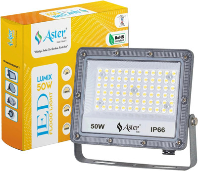 ASTER LITE Lumix 50W LED Flood Light IP66 Waterproof 6500K Cool White Flood Light Outdoor Lamp(Grey)