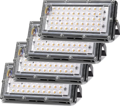 qlear 50 Watt Brick Ultra Bright Lens LED Flood Light Outdoor Light Gate Light (PACK OF 4) Flood Light Outdoor Lamp(White)