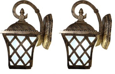 kiyah Lights outdoor wall mounted Antique finished for Balcony courtyard restaurant & front elevation Pack of 2 Gate Light Outdoor Lamp(Gold)