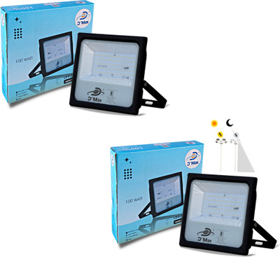 D'Mak 100w Automatic Sensor Flood Light Grey body Pack of 2 Flood Light Outdoor Lamp(White)