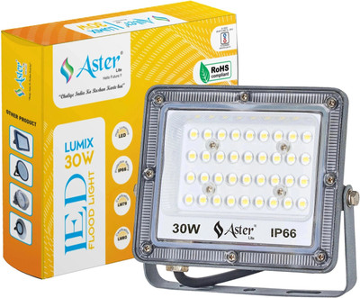 ASTER LITE Lumix 30W LED Flood Light IP66 Waterproof 6500K Cool White Flood Light Outdoor Lamp(Grey)