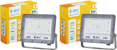 ASTER LITE Lumix 50W LED Flood Light IP66 Waterproof 6500K Cool White (Pack of 2) Flood Light Outdoor Lamp(Grey)