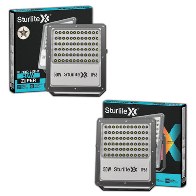 Sturlite Zuper 50 W LED Flood Light - (Pack of 2)(L-G-0185-50W-6K) Flood Light Outdoor Lamp(Black)