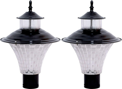 BLACK RAY KIN- BLACK JALWA Modern Shape Gate Light/Outdoor Light/Pillar Light for Outdoor Home, PACK OF 2 Gate Light Outdoor Lamp(Black, Clear)
