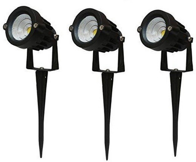 lighting hub 5w Worm white Spike Garden Light_3 Post Light Outdoor Lamp(Black)