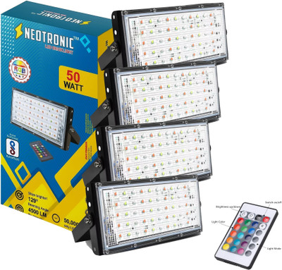 neotronic 4 PCS RGB Party LED Brick Light - 50W Brick With Remote Control IP65 Flood Light Outdoor Lamp(Multicolor)