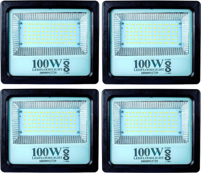 KESHVAS 100W BIS Approved PC Body LED Flood Halogen Outdoor Light With 2 Year Warranty - Pack of 4 Flood Light Outdoor Lamp(White)