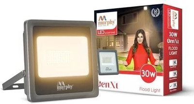 MURPHY Aluminium Genxt LED 30W LED Flood Light, IP65 Rated Outdoor Light Pack Of 1 (Warm White, Flood Light Outdoor Lamp(Black)