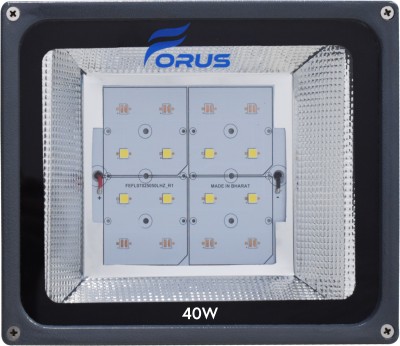 FORUS 40W LED Flood Light | Highest Lumens-210 lm/W |10 Years Warranty | BIS Approved | IP-66 Waterproof | Outdoor Road Light | Made in Bharat | Cool White Pack of 1PC (Aluminum) Flood Light Outdoor Lamp(Black)