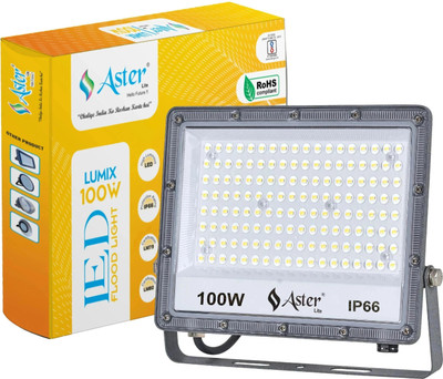 ASTER LITE Lumix 100W LED Flood Light IP66 Waterproof 6500K Cool White Flood Light Outdoor Lamp(Grey)