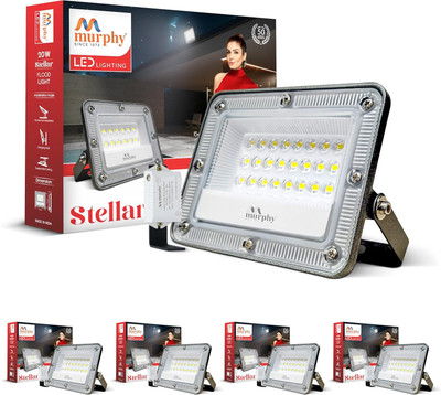 MURPHY Stellar 20W LED Flood Light with Day-Night Sensor & Driver, Cool White Pack of 5 Flood Light Outdoor Lamp(White)