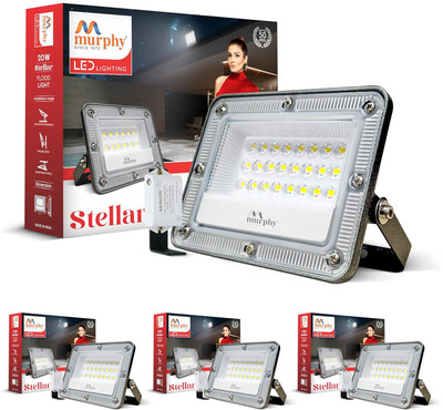 MURPHY Stellar 20W LED Flood Light with Day-Night Sensor & Driver, Cool White Pack of 4 Flood Light Outdoor Lamp(White)