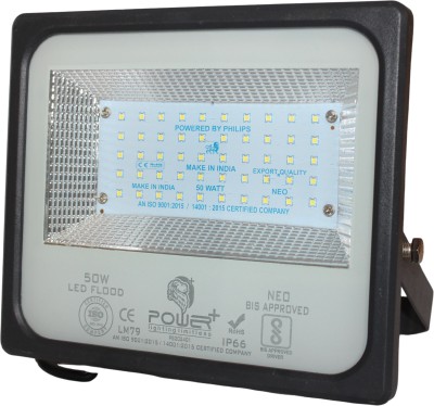 Power Plus 50Watt LED Flood Light Waterproof - IP66 Led Lights -(Light color: White)| Short circuit & surge protection- Pack of 1 Flood Light Outdoor Lamp(White)