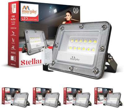 MURPHY Stellar 10W LED Flood Light with Day-Night Sensor & Driver, Cool White Pack of 5 Flood Light Outdoor Lamp(White)