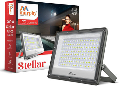 MURPHY Stellar 200W LED Flood Light | Ultra-Bright 6500K Cool White | IP66 Waterproof | High Lumen Outdoor Security Light for Factory, Sports Ground (Pack of 1) Flood Light Outdoor Lamp(White)
