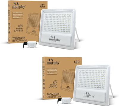 MURPHY Lens Model 200W LED Waterproof with Auto On/Off Day Night Light Sensor Flood Light : Pack of 2 (Cool White BIS Approved) Flood Light Outdoor Lamp(White)