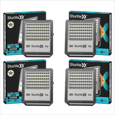 Sturlite Zuper 50 W LED Flood Light - (Pack of 4)(L-G-0185-50W-6K) Flood Light Outdoor Lamp(Black)